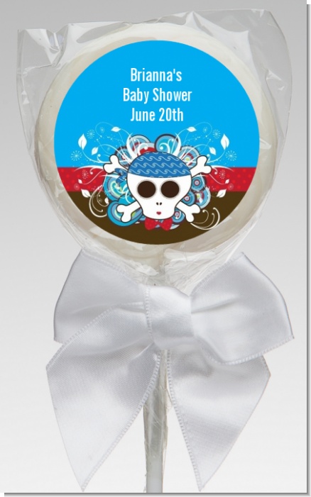 Rock Star Baby Boy Skull - Personalized Baby Shower Lollipop Favors