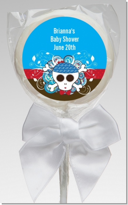 Rock Star Baby Boy Skull - Personalized Baby Shower Lollipop Favors