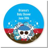 Rock Star Baby Boy Skull - Round Personalized Baby Shower Sticker Labels