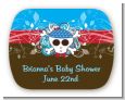 Rock Star Baby Boy Skull - Personalized Baby Shower Rounded Corner Stickers thumbnail
