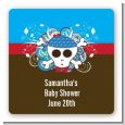 Rock Star Baby Boy Skull - Square Personalized Baby Shower Sticker Labels thumbnail