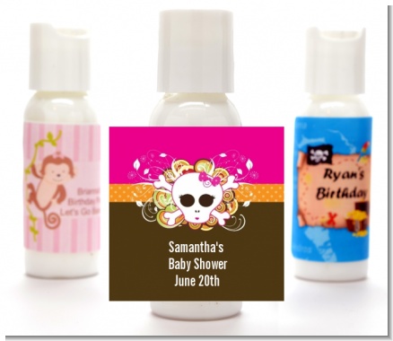 Rock Star Baby Girl Skull - Personalized Baby Shower Lotion Favors