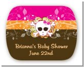 Rock Star Baby Girl Skull - Personalized Baby Shower Rounded Corner Stickers