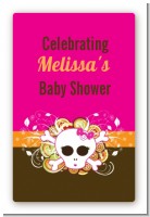 Rock Star Baby Girl Skull - Custom Large Rectangle Baby Shower Sticker/Labels