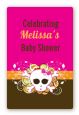 Rock Star Baby Girl Skull - Custom Large Rectangle Baby Shower Sticker/Labels thumbnail