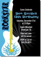 Rock Star Guitar Blue - Birthday Party Invitations