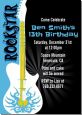 Rock Star Guitar Blue - Birthday Party Invitations thumbnail