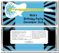 Rock Star Guitar Blue - Personalized Birthday Party Candy Bar Wrappers