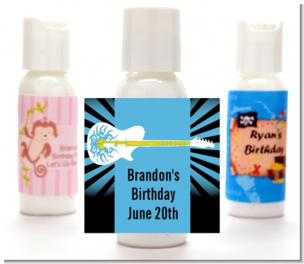Rock Star Guitar Blue - Personalized Birthday Party Lotion Favors