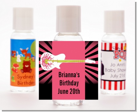Rock Star Guitar Pink - Personalized Birthday Party Hand Sanitizers Favors