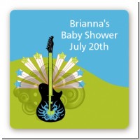 Future Rock Star Boy - Square Personalized Baby Shower Sticker Labels