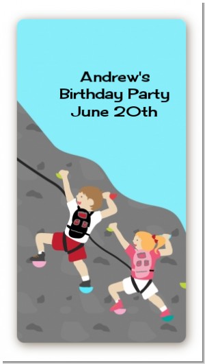 Rock Climbing - Custom Rectangle Birthday Party Sticker/Labels