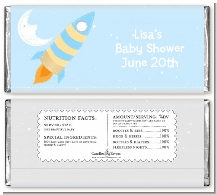 Rocket Ship - Personalized Baby Shower Candy Bar Wrappers