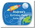 Rocket Ship - Personalized Birthday Party Rounded Corner Stickers thumbnail