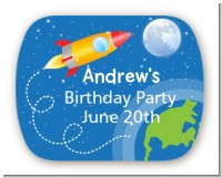 Rocket Ship - Personalized Birthday Party Rounded Corner Stickers