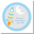 Rocket Ship - Round Personalized Baby Shower Sticker Labels thumbnail