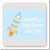 Rocket Ship - Square Personalized Baby Shower Sticker Labels