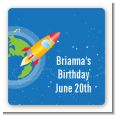 Rocket Ship - Square Personalized Birthday Party Sticker Labels thumbnail