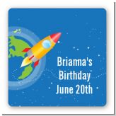 Rocket Ship - Square Personalized Birthday Party Sticker Labels