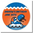 Rollerblade - Round Personalized Birthday Party Sticker Labels thumbnail
