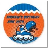 Rollerblade - Round Personalized Birthday Party Sticker Labels