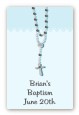 Rosary Beads Blue - Custom Large Rectangle Baptism / Christening Sticker/Labels thumbnail
