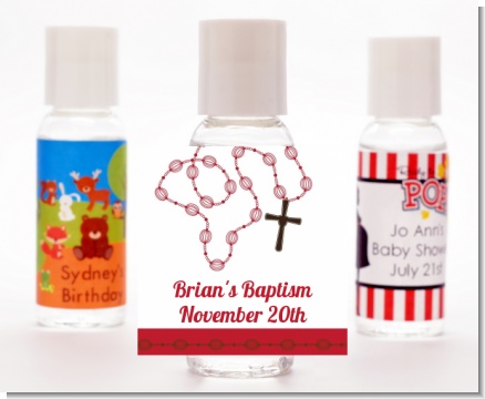 Rosary Beads Maroon - Personalized Baptism / Christening Hand Sanitizers Favors