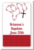 Rosary Beads Maroon - Custom Large Rectangle Baptism / Christening Sticker/Labels