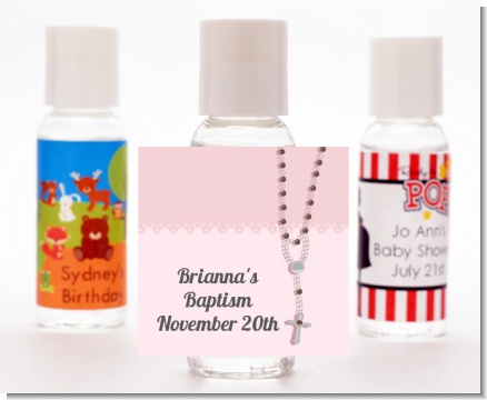 Rosary Beads Pink - Personalized Baptism / Christening Hand Sanitizers Favors