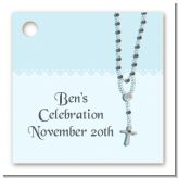 Rosary Beads Blue - Personalized Baptism / Christening Card Stock Favor Tags