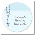 Rosary Beads Blue - Round Personalized Baptism / Christening Sticker Labels thumbnail