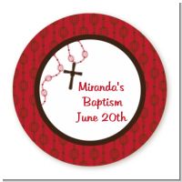 Rosary Beads Maroon - Round Personalized Baptism / Christening Sticker Labels