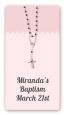 Rosary Beads Pink - Custom Rectangle Baptism / Christening Sticker/Labels thumbnail