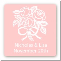 Roses - Square Personalized Bridal Shower Sticker Labels