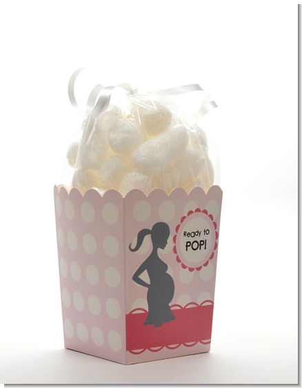Ready To Pop Pink with white dots - Baby Shower Popcorn Boxes