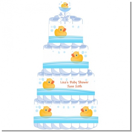 Rubber Ducky - Personalized Baby Shower Diaper Cake 4 Tier