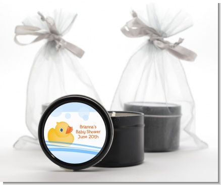 Rubber Ducky - Baby Shower Black Candle Tin Favors