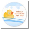Rubber Ducky - Round Personalized Baby Shower Sticker Labels thumbnail