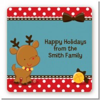 Rudolph the Reindeer - Square Personalized Christmas Sticker Labels