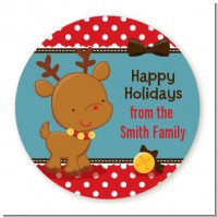 Rudolph the Reindeer - Round Personalized Christmas Sticker Labels