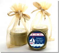 Sailboat Blue - Baby Shower Gold Tin Candle Favors
