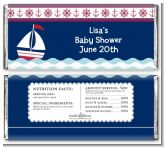 Sailboat Blue - Personalized Baby Shower Candy Bar Wrappers