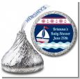 Sailboat Blue - Hershey Kiss Baby Shower Sticker Labels thumbnail