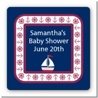 Sailboat Blue - Square Personalized Baby Shower Sticker Labels