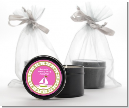 Sailboat Pink - Baby Shower Black Candle Tin Favors
