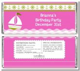 Sailboat Pink - Personalized Birthday Party Candy Bar Wrappers