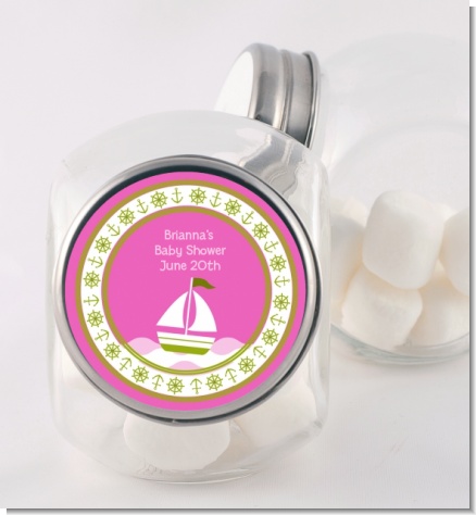 Sailboat Pink - Personalized Baby Shower Candy Jar