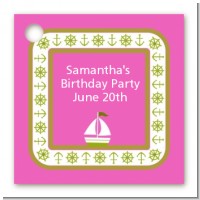 Sailboat Pink - Personalized Birthday Party Card Stock Favor Tags