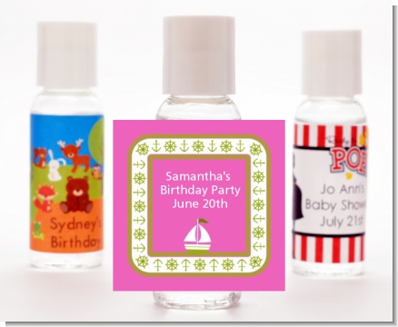 Sailboat Pink - Personalized Birthday Party Hand Sanitizers Favors