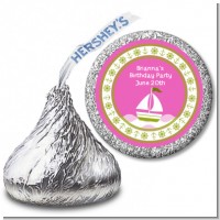 Sailboat Pink - Hershey Kiss Baby Shower Sticker Labels